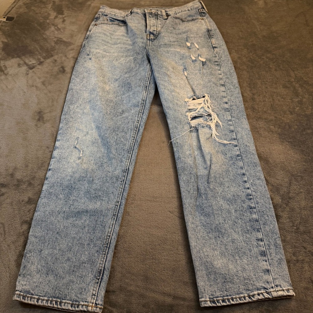 Old‎ Navy Sky Hi Straight Jeans Womens 6 Blue Distressed Extra High Rise